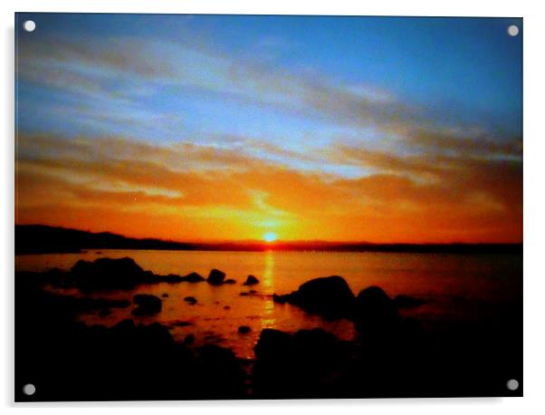 beach sunset Acrylic by dale rys (LP)