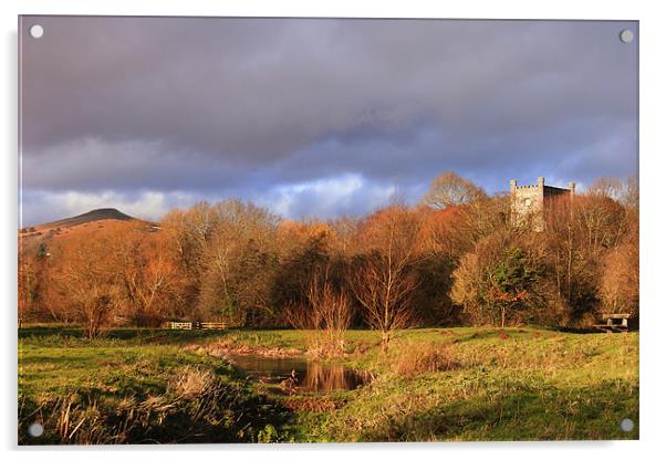 Abergavenny Castle and Sugar Loaf Mountain Acrylic by simon powell