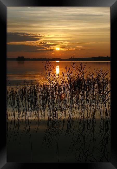 Finnish Lake Sunset Framed Print by John Piper