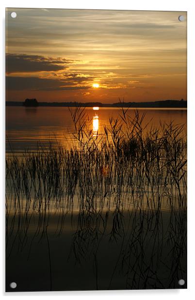 Finnish Lake Sunset Acrylic by John Piper