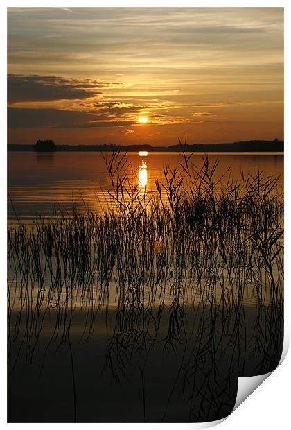 Finnish Lake Sunset Print by John Piper