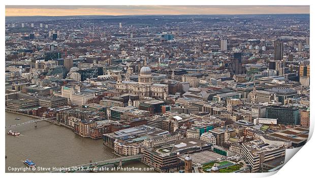 Views across the London skyline Print by Steve Hughes