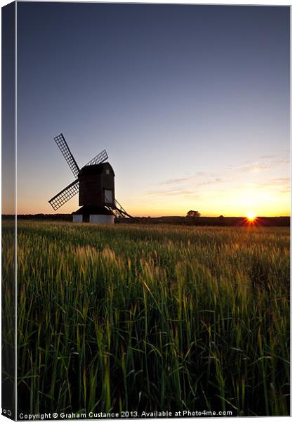 Windmill Sunset Canvas Print by Graham Custance
