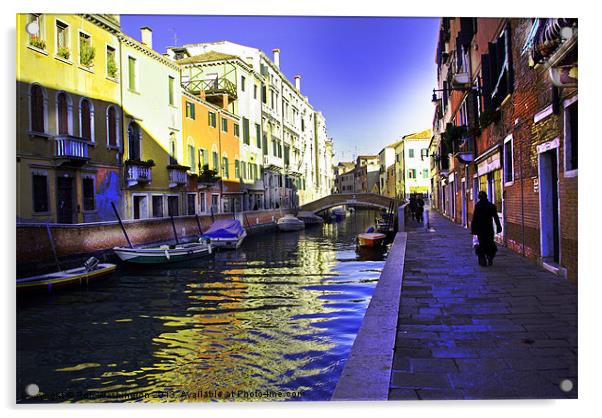 Boats on the Venice Canal Acrylic by Rob Washington