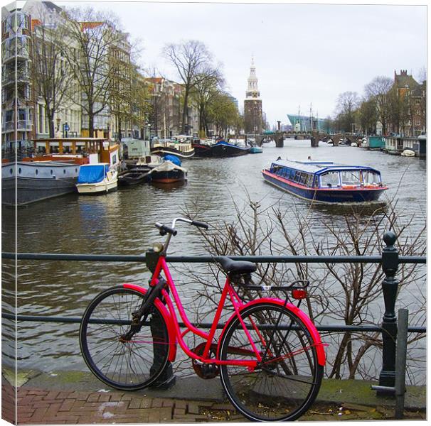 Amsterdam - red bike  Canvas Print by David Turnbull