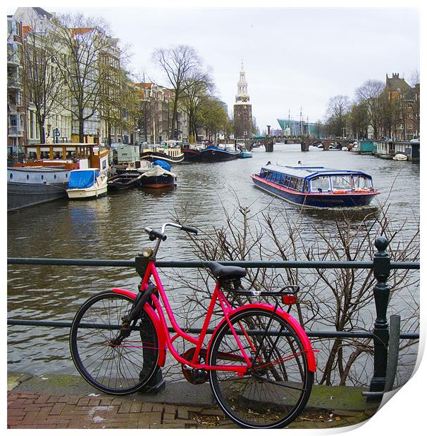 Amsterdam - red bike  Print by David Turnbull