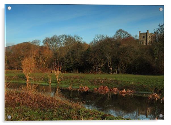 Abergavenny Castle Wales Acrylic by simon powell