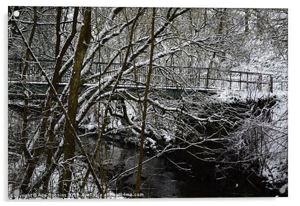 Snowy Bridge Acrylic by Ade Robbins