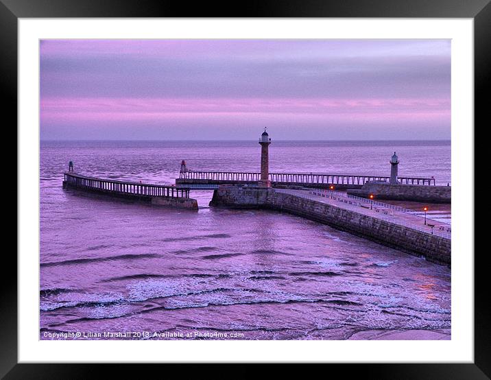 Sunrise over Whitby. Framed Mounted Print by Lilian Marshall