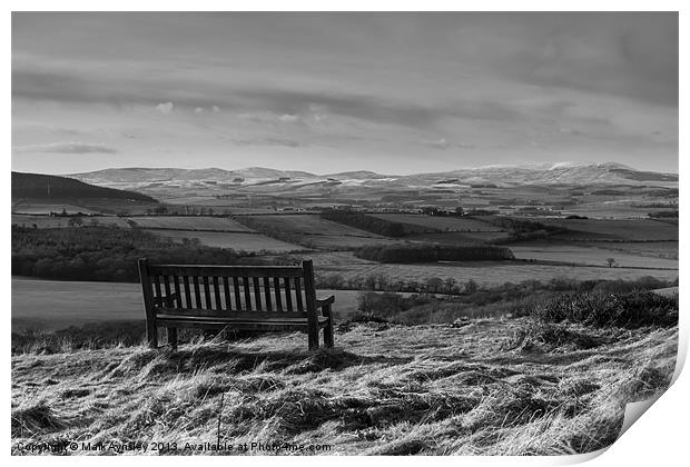 Bench with a view. B&W Print by Mark Aynsley