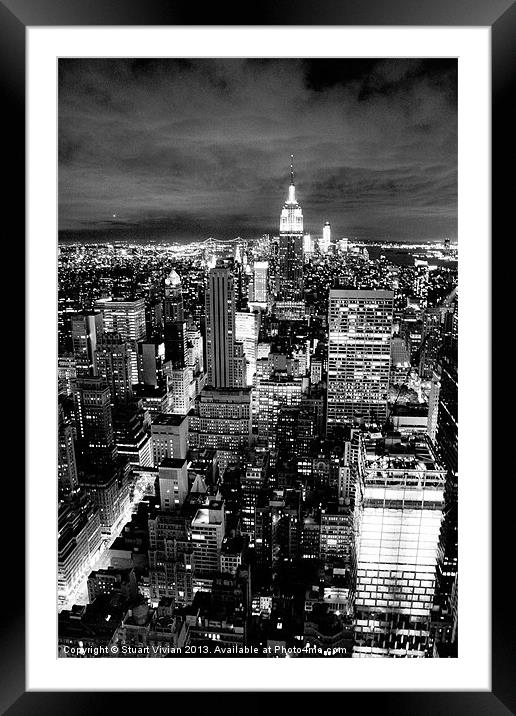 Empire State at Night Framed Mounted Print by Stuart Vivian