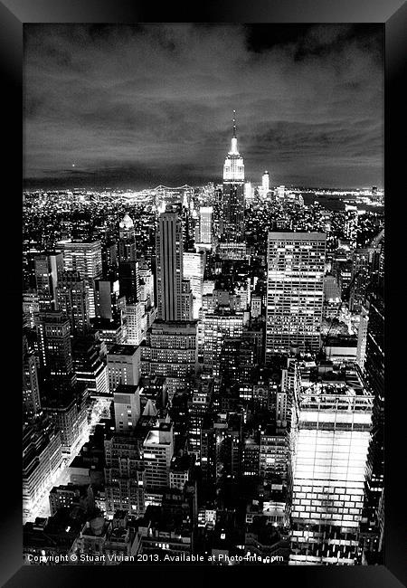 Empire State at Night Framed Print by Stuart Vivian