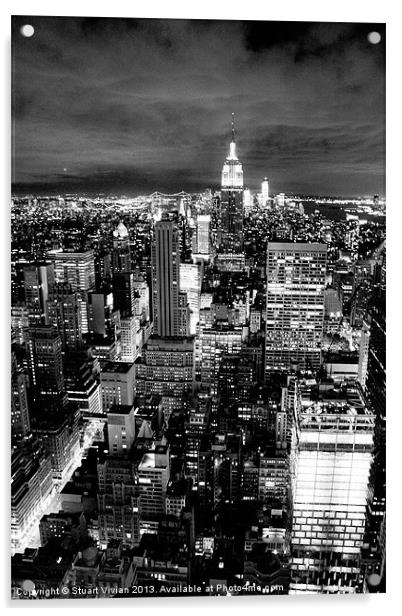 Empire State at Night Acrylic by Stuart Vivian