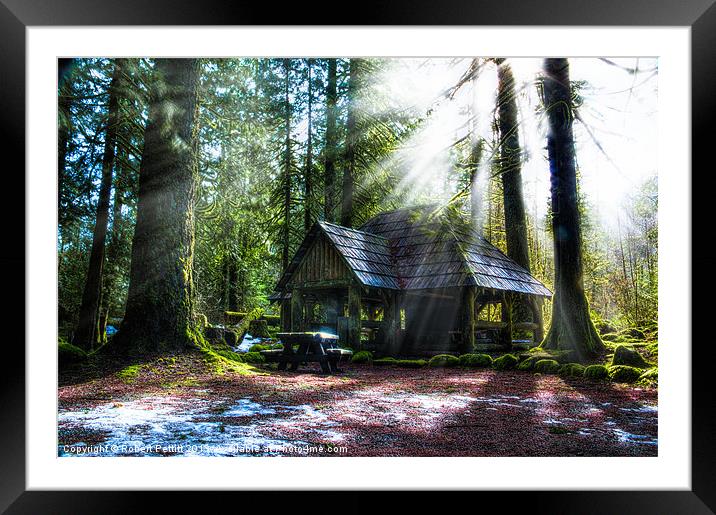 Shelter in the Woods Framed Mounted Print by Robert Pettitt