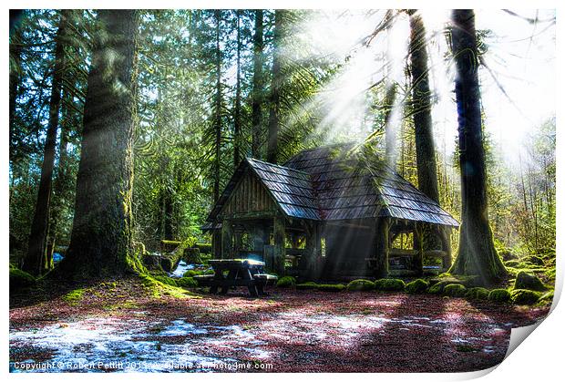 Shelter in the Woods Print by Robert Pettitt