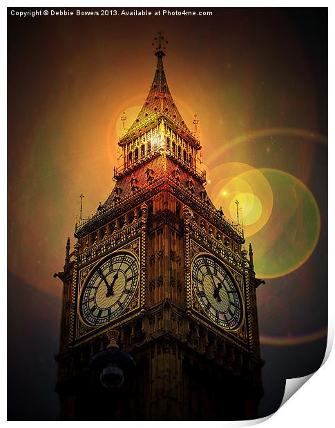 Big Ben Clock Print by Lady Debra Bowers L.R.P.S