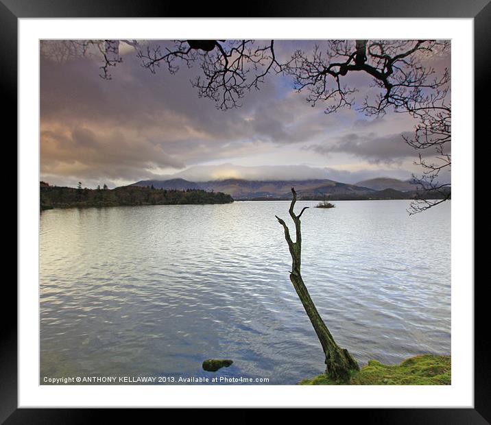 STORM BREWING OVER DERWENT WATER Framed Mounted Print by Anthony Kellaway