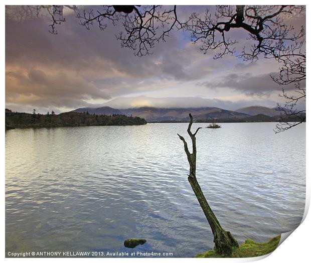 STORM BREWING OVER DERWENT WATER Print by Anthony Kellaway