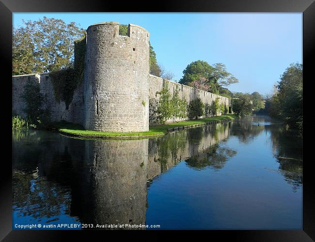 BISHOPS PALACE WALL MOAT WELLS Framed Print by austin APPLEBY