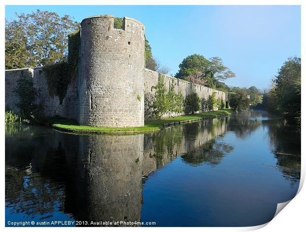 BISHOPS PALACE WALL MOAT WELLS Print by austin APPLEBY