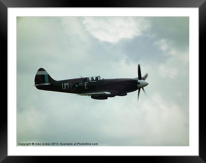 Spitfire In The Clouds Framed Mounted Print by mike jordan