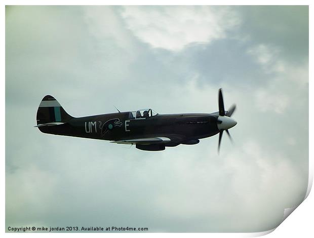Spitfire In The Clouds Print by mike jordan