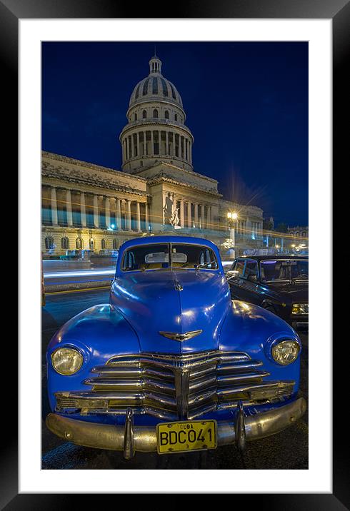 Cuba By Night Framed Mounted Print by Spencer Burrows