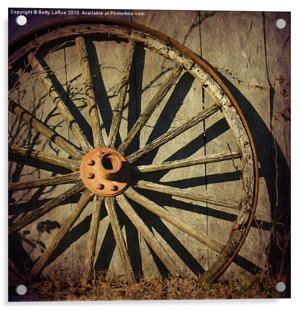 Old West Wagon Wheel Acrylic by Betty LaRue