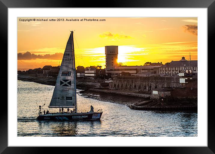 Yacht Sunset Framed Mounted Print by michael rutter