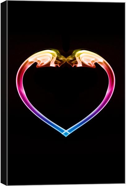 Coloured heart on black Canvas Print by Steve Purnell