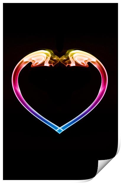 Coloured heart on black Print by Steve Purnell