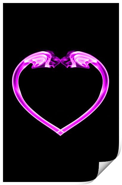 Pink heart on black Print by Steve Purnell