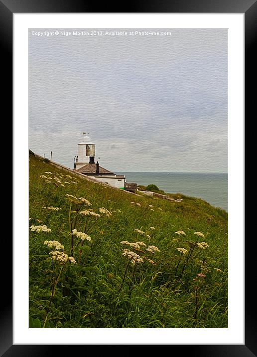 Whitby Lighthouse Framed Mounted Print by Nige Morton