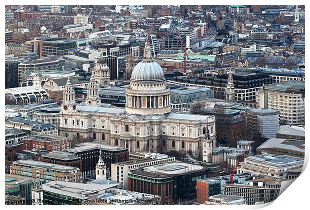 St Pauls Cathedral seen from The Shard Print by Steve Hughes