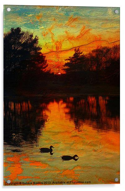 Sunset at Hatchet Pond Acrylic by Lady Debra Bowers L.R.P.S