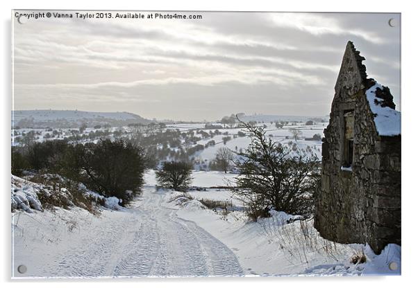 Snow Tracks Derbyshire Acrylic by Vanna Taylor