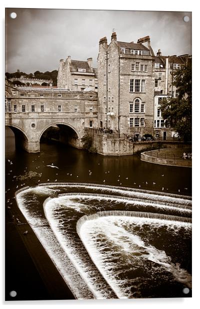 Pulteney Weir, Bath, England, UK Acrylic by Mark Llewellyn