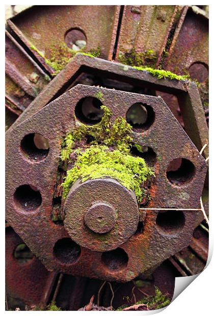 derelict mill wheel brecon beacons Print by simon powell