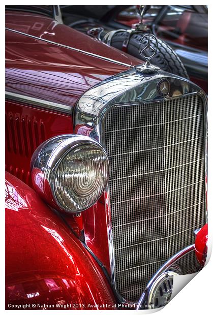 Red Merc oldtimer Print by Nathan Wright