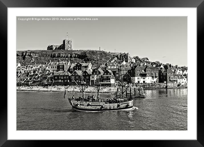 St Marys Church and Galleon Whitby Framed Mounted Print by Nige Morton