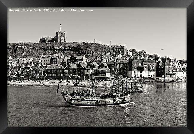 St Marys Church and Galleon Whitby Framed Print by Nige Morton