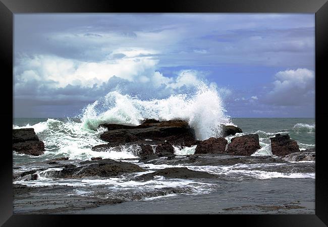Waves Crashing Ashore Framed Print by james balzano, jr.