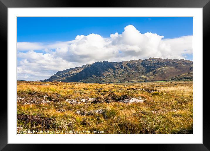 View over the moss of Mointeach Mhor to Sgurr an t Framed Mounted Print by Hugh McKean