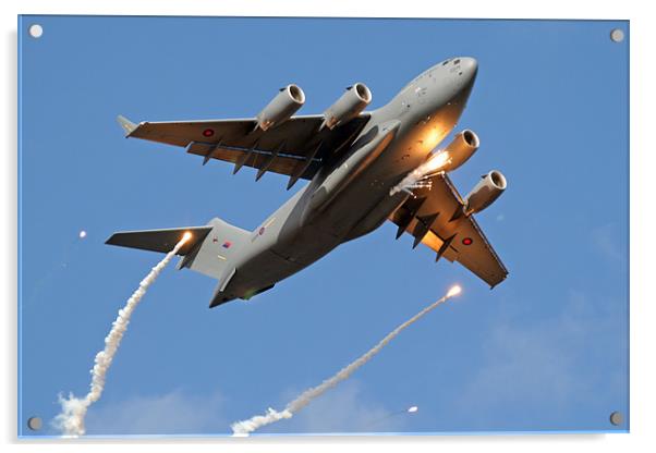 C-17 firing flares Acrylic by Rachel & Martin Pics