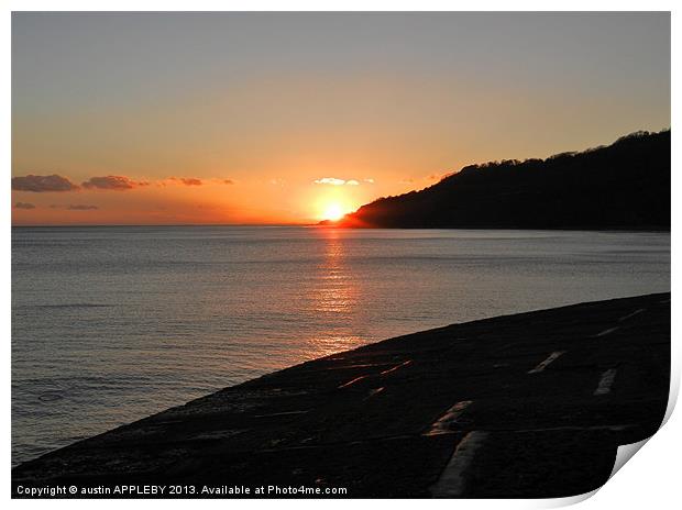 WINTER SUNSET FROM THE COBB Print by austin APPLEBY