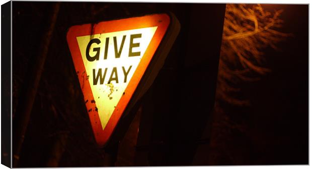 Give way sign at night Canvas Print by Marc Reeves