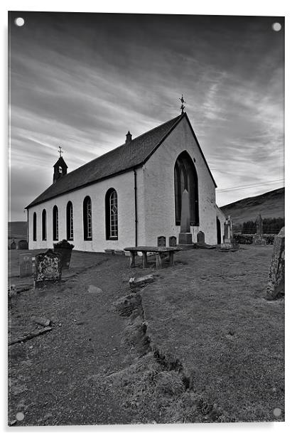 Amulree Church, Perthsire Acrylic by Jamie Moffat