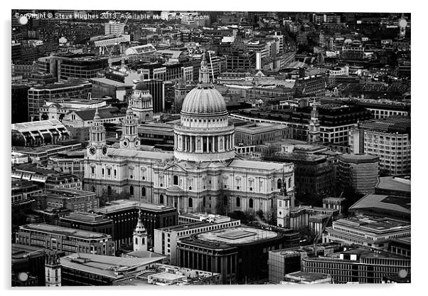 St Pauls cathedral black and white Acrylic by Steve Hughes