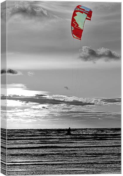 Kite Surfing Canvas Print by Roger Green