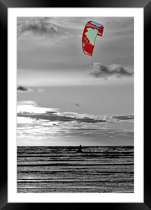 Kite Surfing Framed Mounted Print by Roger Green